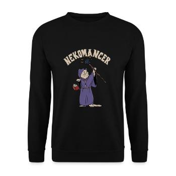 Nekomancer cat design for a necromancer - Unisex Sweatshirt - black - Front - Alina (178cm) & Michal (187cm)