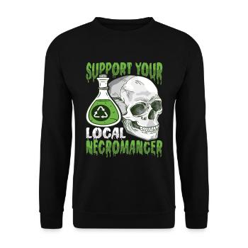 Support your local necromancer Undead - Unisex Sweatshirt - black - Front - Alina (178cm) & Michal (187cm)