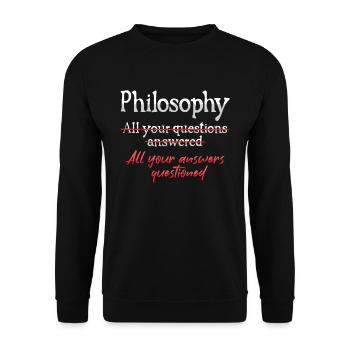 Philosophisches Frage - Unisex Pullover - Schwarz - Vorne - Alina (178cm) & Michal (187cm)