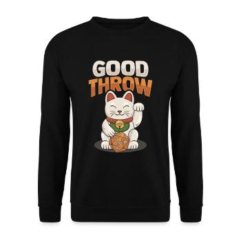 Chinese Cat Waving Design for a - Unisex Sweatshirt - black - Front - Alina (178cm) & Michal (187cm)
