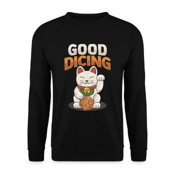 Chinese Cat Waving Design for a - Unisex Sweatshirt - black - Front - Alina (178cm) & Michal (187cm)