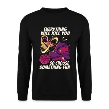 D20 Cat design for an RPG GAMER - Unisex Sweatshirt - black - Front - Alina (178cm) & Michal (187cm)