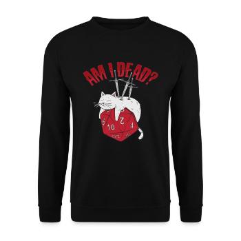 Dead D20 Cat Design for an RPG GAMER - Unisex Sweatshirt - black - Front - Alina (178cm) & Michal (187cm)
