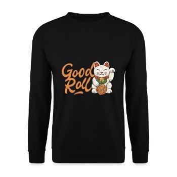 Chinese Cat Waving Design for a - Unisex Sweatshirt - black - Front - Alina (178cm) & Michal (187cm)