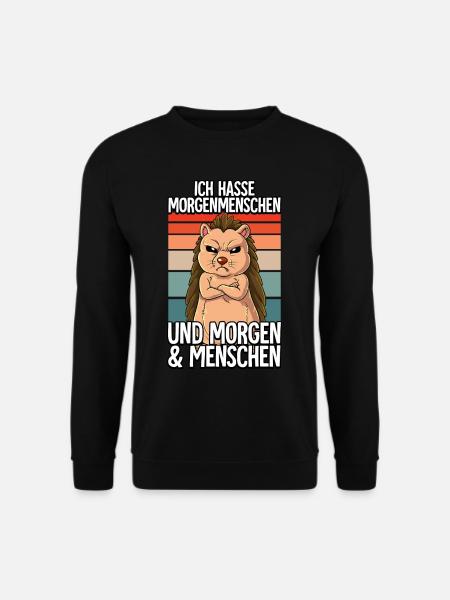 Ich Hasse Morgenmenschen Igel - Unisex Pullover - Schwarz