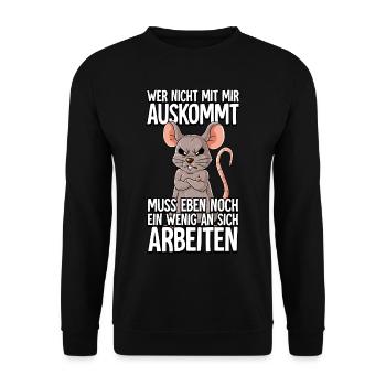 Maus Wer Nicht Mit Mir Auskommt - Unisex Pullover - Schwarz - Vorne - Alina (178cm) & Michal (187cm)