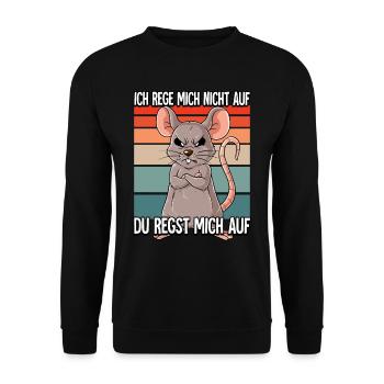 Maus Ich Rege Mich Nicht Auf - Unisex Pullover - Schwarz - Vorne - Alina (178cm) & Michal (187cm)