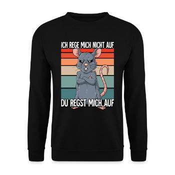 Ratte Ich Rege Mich Nicht Auf - Unisex Pullover - Schwarz - Vorne - Alina (178cm) & Michal (187cm)
