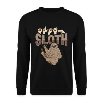 ILY Faultier ASL Handgeste Taub Gebärdensprache - Unisex Pullover - Schwarz - Vorne - Alina (178cm) & Michal (187cm)