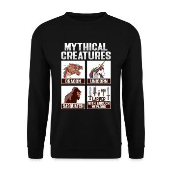 LARP RPG Rollenspiel Design für einen Larper - Unisex Pullover - Schwarz - Vorne - Alina (178cm) & Michal (187cm)