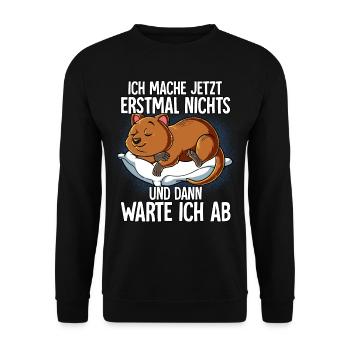 Langschläfer Quokka Müde Schlaf - Unisex Pullover - Schwarz - Vorne - Alina (178cm) & Michal (187cm)
