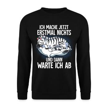 Langschläfer Zebra Müde Schlaf - Unisex Pullover - Schwarz - Vorne - Alina (178cm) & Michal (187cm)