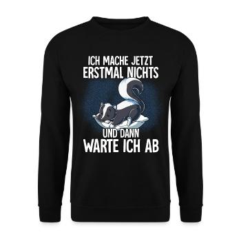 Langschläfer Stinktier Müde Schlaf - Unisex Pullover - Schwarz - Vorne - Alina (178cm) & Michal (187cm)