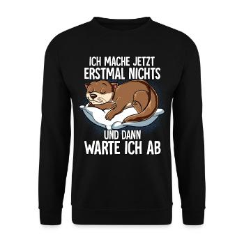 Langschläfer Otter Müde Schlaf - Unisex Pullover - Schwarz - Vorne - Alina (178cm) & Michal (187cm)