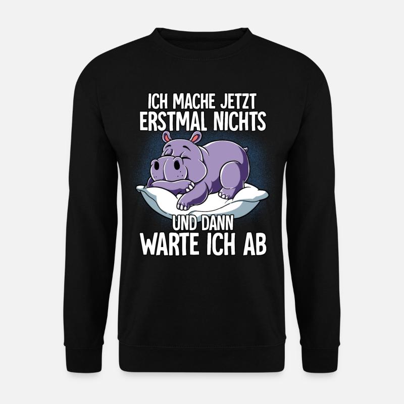 Langschläfer Nilpferd Müde Schlaf - Unisex Pullover - Schwarz