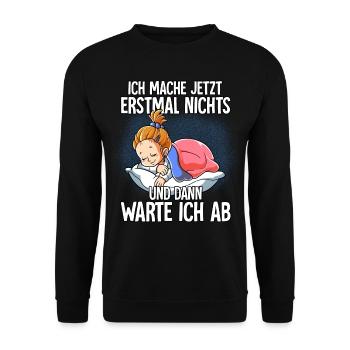 Langschläfer Mädchen Müde Schlaf - Unisex Pullover - Schwarz - Vorne - Alina (178cm) & Michal (187cm)