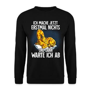 Langschläfer Giraffe Müde Schlaf - Unisex Pullover - Schwarz - Vorne - Alina (178cm) & Michal (187cm)