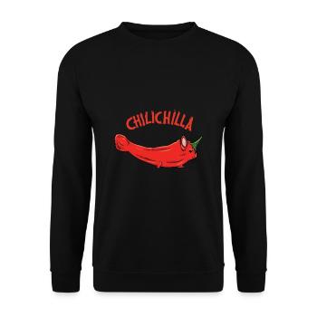 Tiere Rote Chilischote "chilichilla" - Unisex Pullover - Schwarz - Vorne - Alina (178cm) & Michal (187cm)