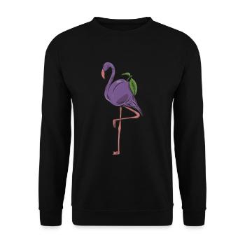 Tiernahrung Pflaumenfruit "plumingo" Flamingo - Unisex Pullover - Schwarz - Vorne - Alina (178cm) & Michal (187cm)