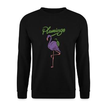 Tiernahrung Pflaumenfruit "plumingo" Flamingo - Unisex Pullover - Schwarz - Vorne - Alina (178cm) & Michal (187cm)