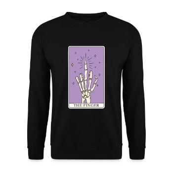 Sarkasmus-Tarot-Kartenfinger für einen Tarot-Leser - Unisex Pullover - Schwarz - Vorne - Alina (178cm) & Michal (187cm)