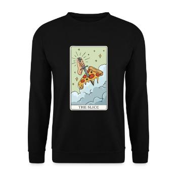 Pizza Tarot Card "The Slice" for a - Unisex Sweatshirt - black - Front - Alina (178cm) & Michal (187cm)