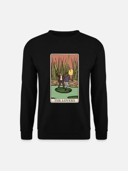 Cottagecore Frog Tarotkarte "The Lovers" für einen - Unisex Pullover - Schwarz
