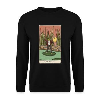Carte de Tarot Grenouille Cottagecore « La Grenouille » pour - Sweat-shirt Unisexe - noir - Devant - Alina (178cm) & Michal (187cm)