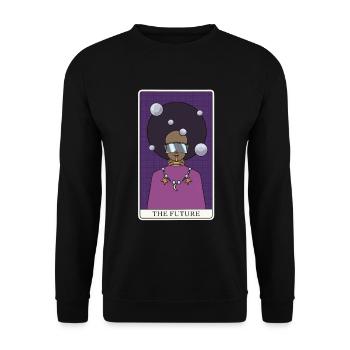 Carte de Tarot Afrofuturisme « The Future » pour un - Sweat-shirt Unisexe - noir - Devant - Alina (178cm) & Michal (187cm)