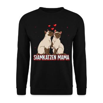 Siamkatzen Mama - Unisex Pullover - Schwarz - Vorne - Alina (178cm) & Michal (187cm)
