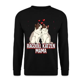 Ragdoll Katzen Mama - Unisex Pullover - Schwarz - Vorne - Alina (178cm) & Michal (187cm)
