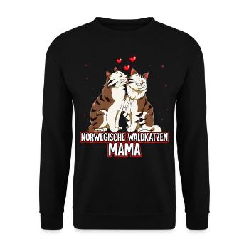 Norwegische Waldkatzen Mama - Unisex Pullover - Schwarz - Vorne - Alina (178cm) & Michal (187cm)