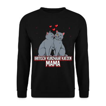 Britisch Kurzhaar Katzen Mama - Unisex Pullover - Schwarz - Vorne - Alina (178cm) & Michal (187cm)