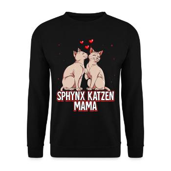 Sphynx Katzen Mama - Unisex Pullover - Schwarz - Vorne - Alina (178cm) & Michal (187cm)