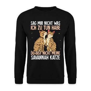 Savannah Katze - Unisex Pullover - Schwarz - Vorne - Alina (178cm) & Michal (187cm)