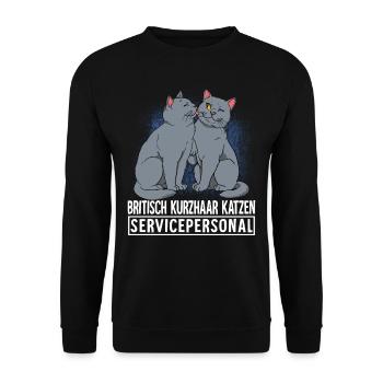Britisch Kurzhaar Katze - Unisex Pullover - Schwarz - Vorne - Alina (178cm) & Michal (187cm)