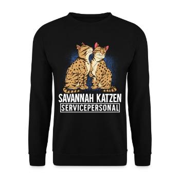 Savannah Katze - Unisex Pullover - Schwarz - Vorne - Alina (178cm) & Michal (187cm)