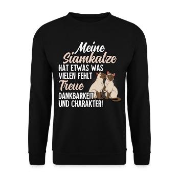 Siamkatze - Unisex Pullover - Schwarz - Vorne - Alina (178cm) & Michal (187cm)