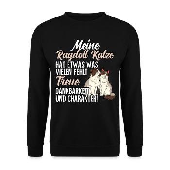 Ragdoll Katze - Unisex Pullover - Schwarz - Vorne - Alina (178cm) & Michal (187cm)
