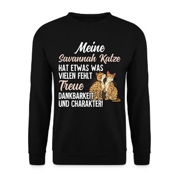 Savannah Katze - Unisex Pullover - Schwarz - Vorne - Alina (178cm) & Michal (187cm)