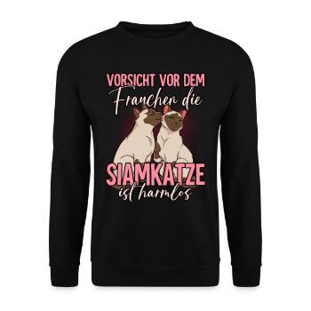Siamkatzen - Unisex Pullover - Schwarz - Vorne - Alina (178cm) & Michal (187cm)