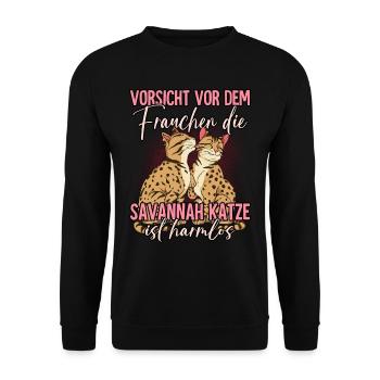 Savannah Katzen - Unisex Pullover - Schwarz - Vorne - Alina (178cm) & Michal (187cm)