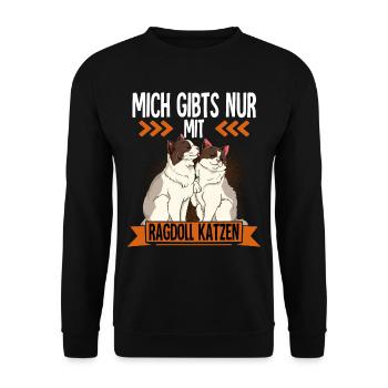 Ragdoll Katze - Unisex Pullover - Schwarz - Vorne - Alina (178cm) & Michal (187cm)