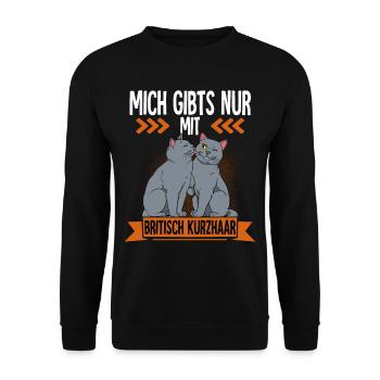 Britisch Kurzhaar Katze - Unisex Pullover - Schwarz - Vorne - Alina (178cm) & Michal (187cm)