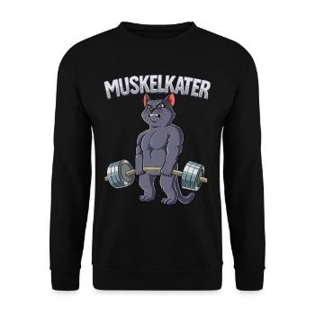 Muskelkater Bodybuilding Fitness Gym - Unisex Pullover - Schwarz - Vorne - Alina (178cm) & Michal (187cm)