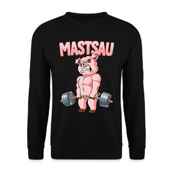 Mastsau Bodybuilding Fitness Gym - Unisex Pullover - Schwarz - Vorne - Alina (178cm) & Michal (187cm)