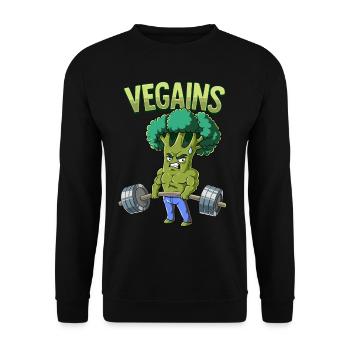 Vegains Vegan Bodybuilding Fitness Gym - Sweat-shirt Unisexe - noir - Devant - Alina (178cm) & Michal (187cm)