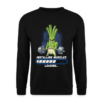 Leek Building Muscles Musculation Fitness Gym - Sweat-shirt Unisexe - noir - Devant - Alina (178cm) & Michal (187cm)