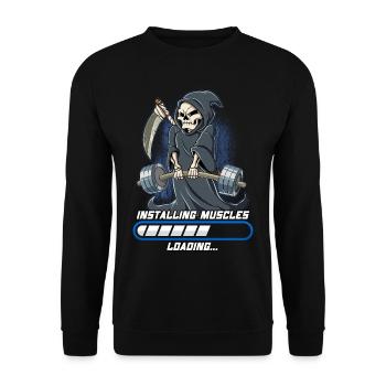 Grim Reaper Building Muscles Musculation Fitness - Sweat-shirt Unisexe - noir - Devant - Alina (178cm) & Michal (187cm)