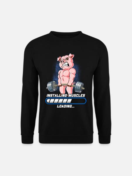 Schwein Muskeln Aufbauen Bodybuilding Fitness Gym - Unisex Pullover - Schwarz